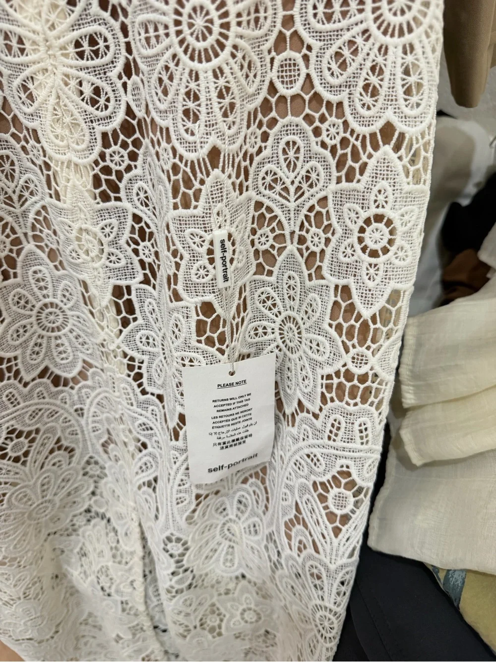 Self-Portrait Cream Floral Crochet Midi Dress - Picture 5 of 8